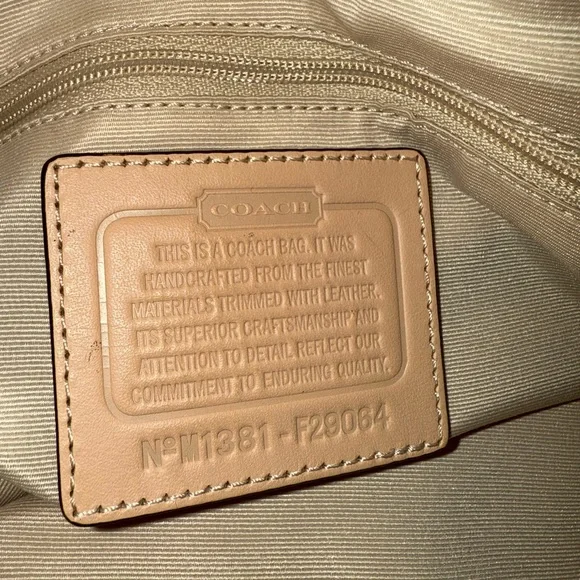 Coach Beige and Yellow Signature Drawstring Tote - Picture 9 of 12